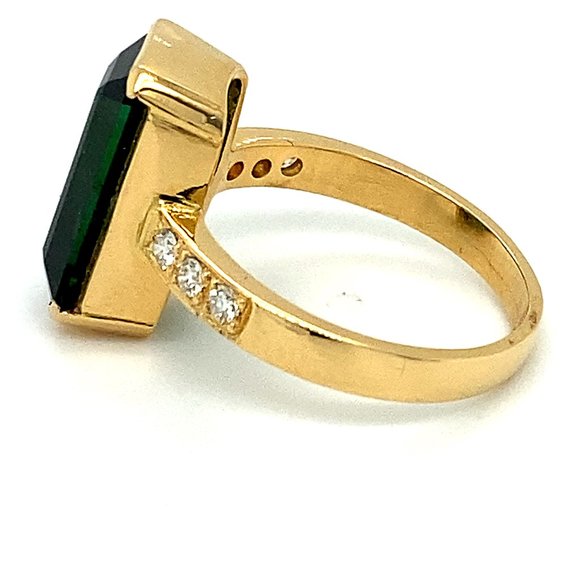Certified Green Tourmaline 6.44ct Diamonds 18K Rng - Picture 6 of 9